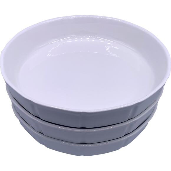 Large Round CAMEO Durable China 10-Inch Commercial Ribbed Baking Dish White - Picture 6 of 7